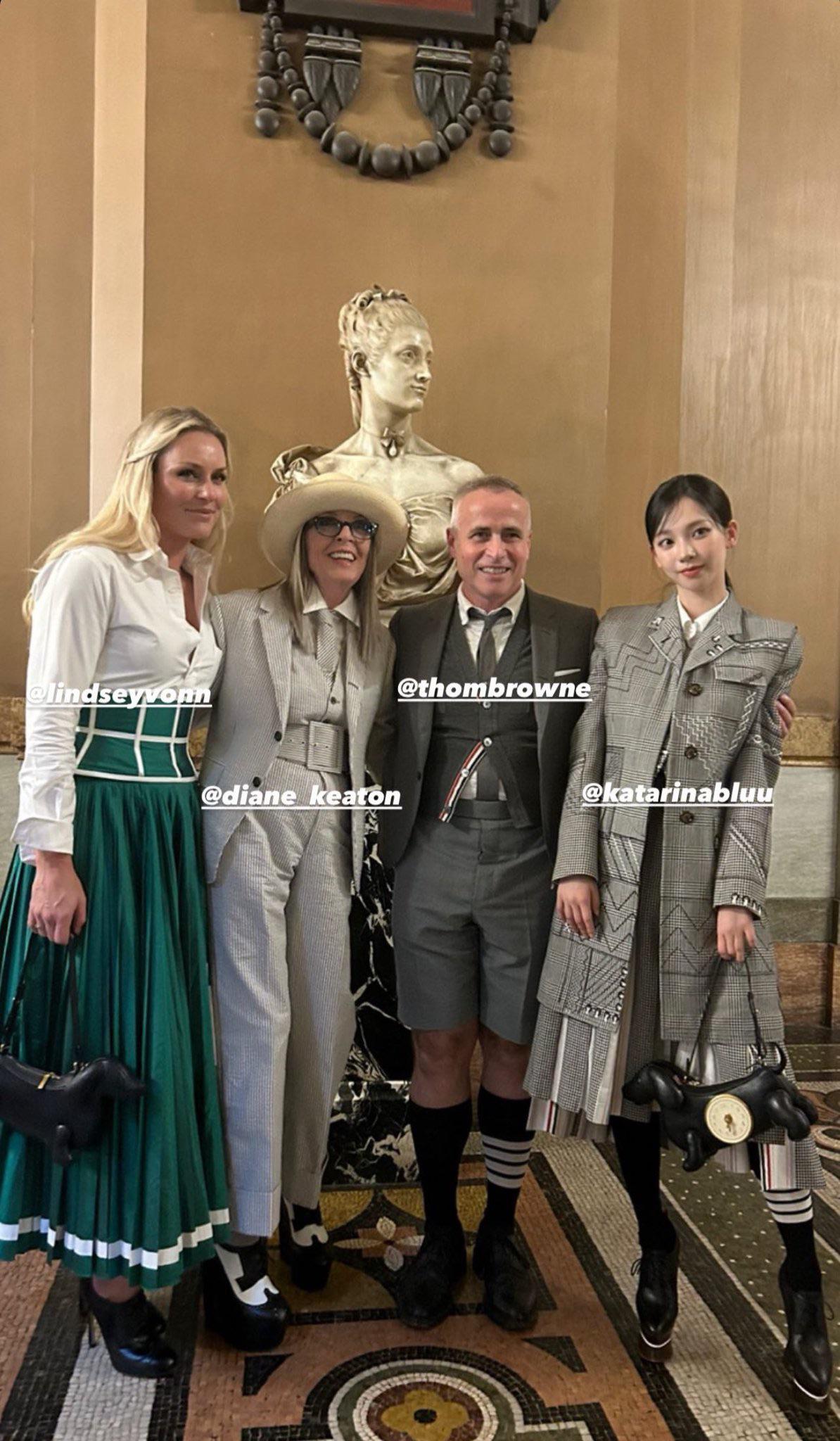 230703 punkyspider Instagram Story Update with Karina, Thom Browne, Lindsey Vonn & Diane Keaton