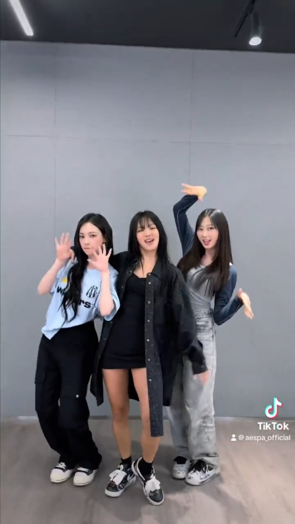 230825 Karina TikTok Dance Challenge with Giselle and SNSD Hyoyeon (HYO) for "Better Things"