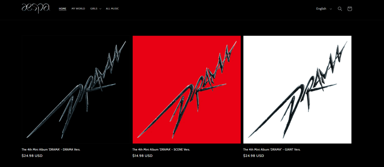 231011 "Drama" up for Pre-order on Aespa Official US site