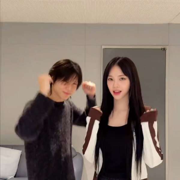 231112 aespa TikTok Update with Karina - #ImtheDrama reflected in sharp eyes with SHINee Taemin