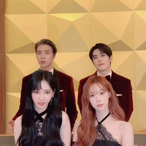 231225 aespa TikTok Update with Karina and Winter - Jingle Bell Rock🎄✨ (with NCT 127 Johnny and Jaehyun)