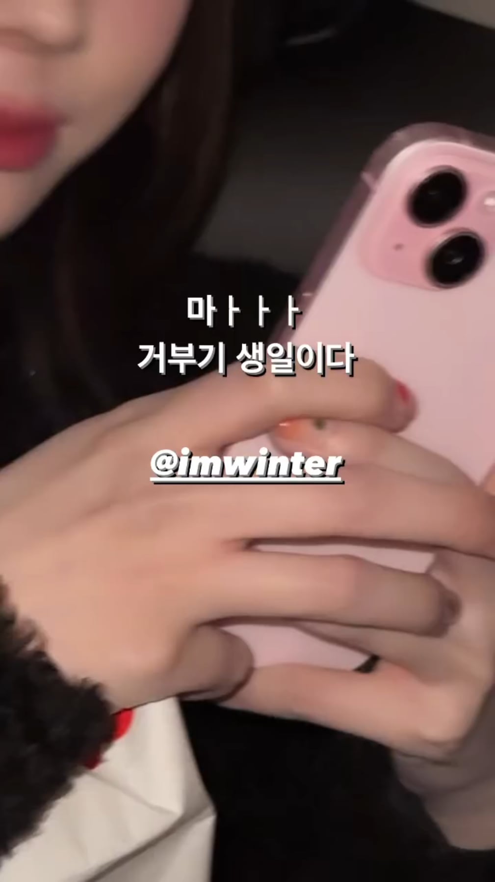 240101 Giselle Instagram Story Update with Winter - MYs it's Turtle's birthday