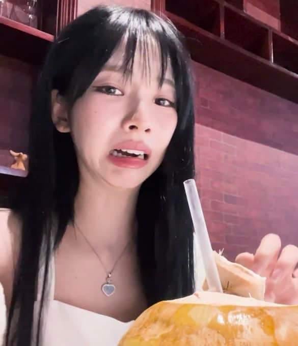 Clip of karina drinking coconut water