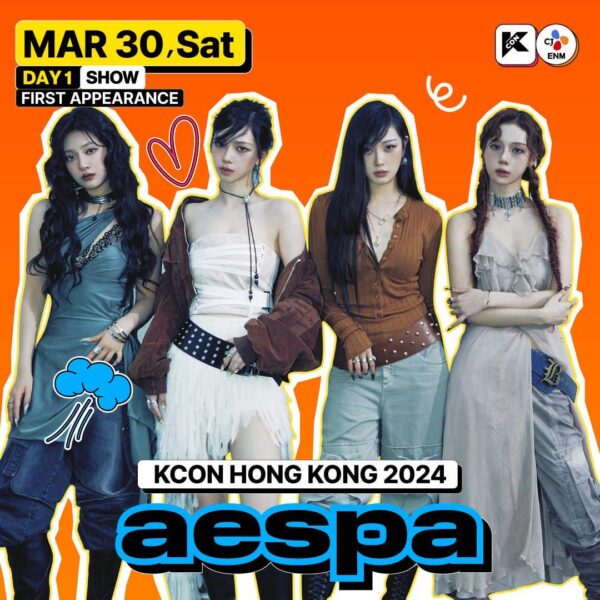 240216 aespa is part of the Day 1 lineup (SHOW) for KCON Hong Kong 2024 on March 30