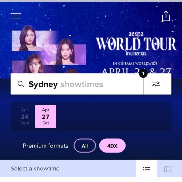 aespa movie in Sydney