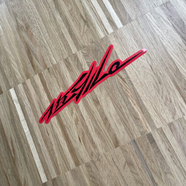 What does the sticker say?