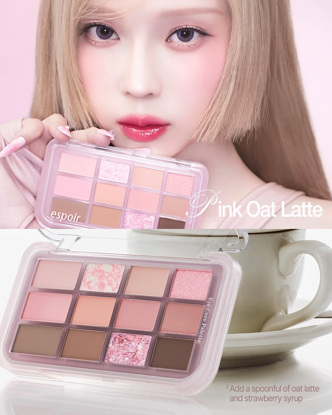 250208 Winter for espoir x Eye Core Palette: Honey & Pink Oat Latte