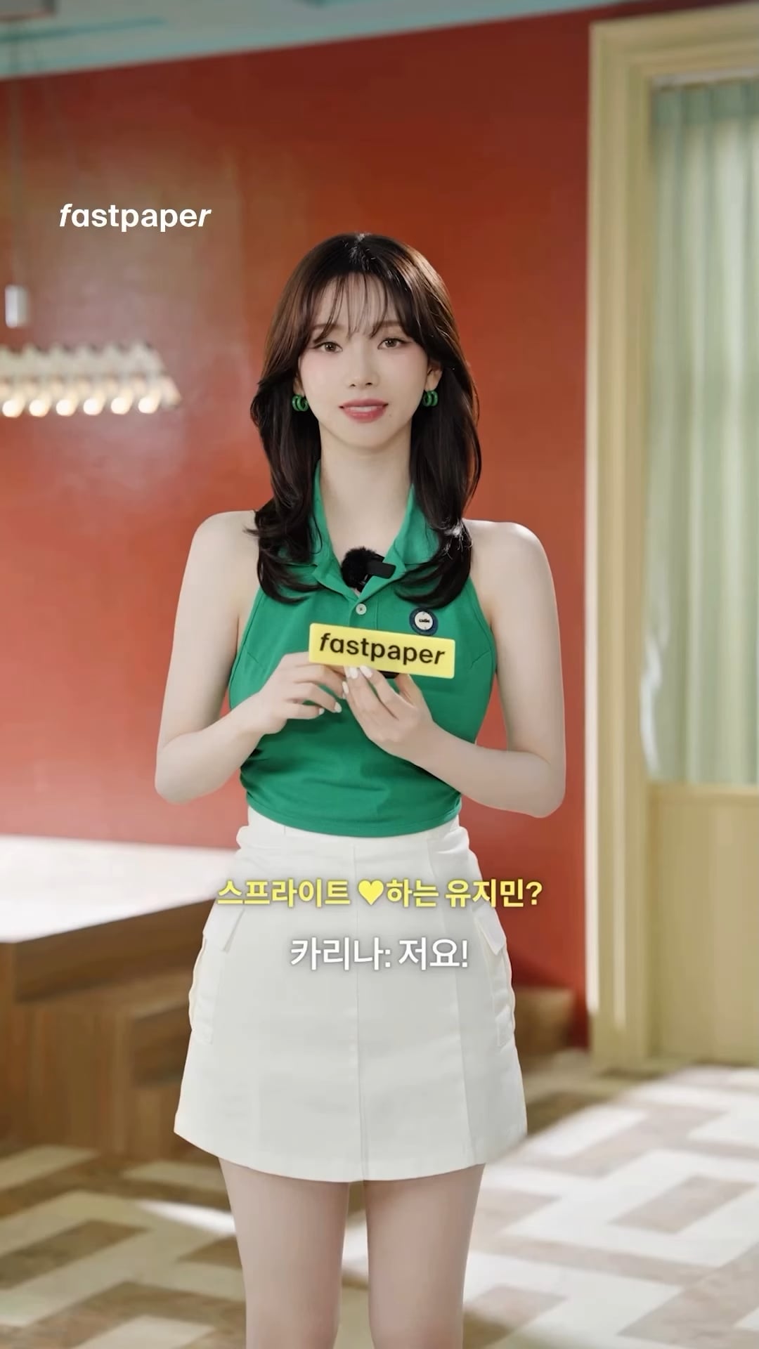 250318 fastpaper Instagram Update with Karina - Who wants to eat tteokbokki with Karina & Sprite? Me, really 🥤 Karina sent a surprise video letter to fastpaper on the set of her Sprite campaign. She also included a list of her favorite spicy cuisines to go with Sprite.