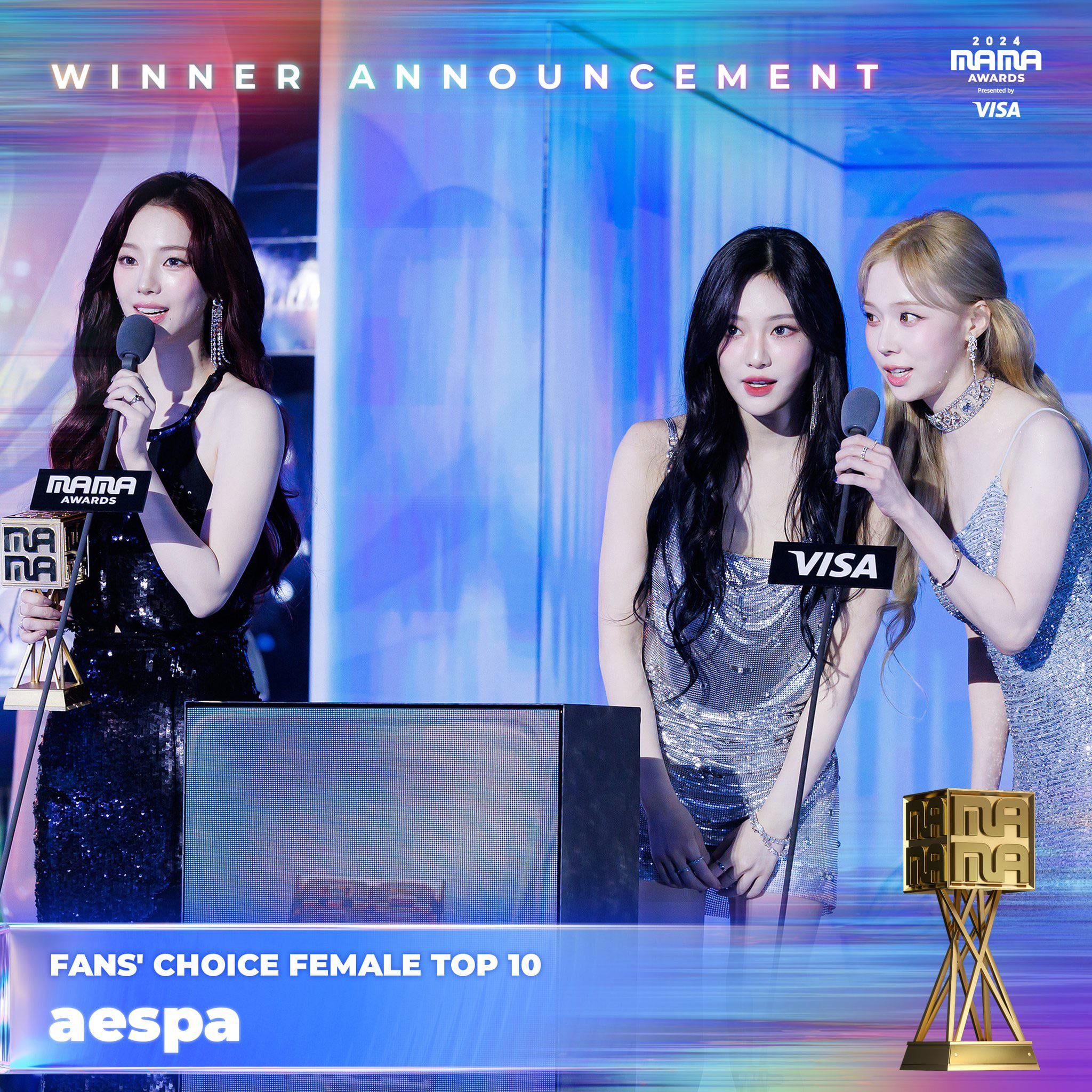 241123 MAMA AWARDS Twitter Update With aespa - 2024 MAMA AWARDS DAY 2 Osaka Winner Announcement Photo