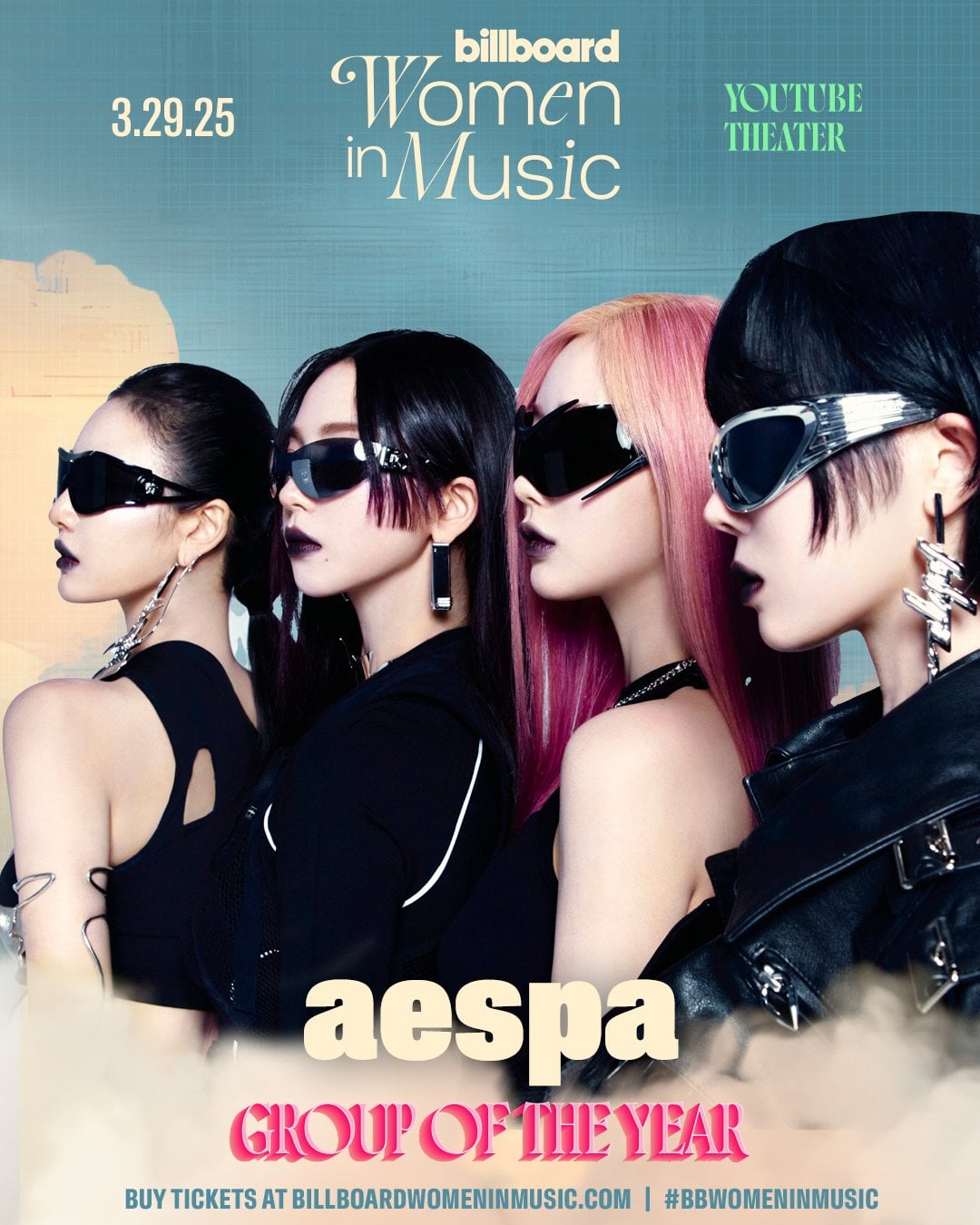 250213 aespa to be honored as 'Group of the Year' at 2025 Billboard Women in Music on March 29th @ YouTube Theater