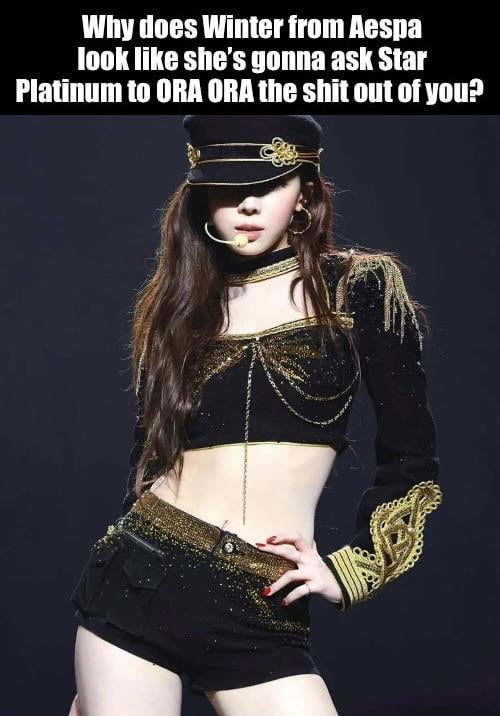 aespa really be making a JoJo reference at their “SYNK: PARALLEL LINE” encore show (OC meme)