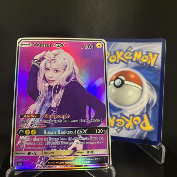 Made another set of aespa Pokèmon photocards, this time for the Armageddon era! 🐈‍⬛