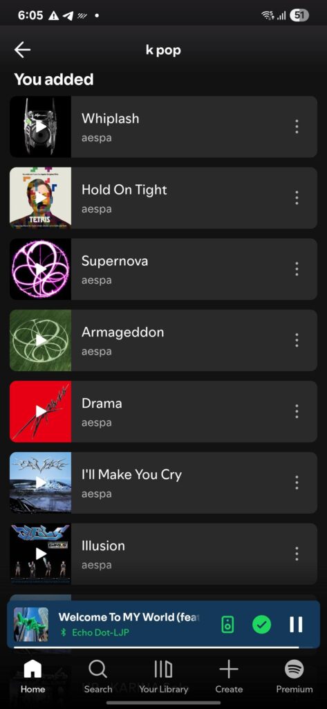 Share your first 7 aespa songs in your playlist
