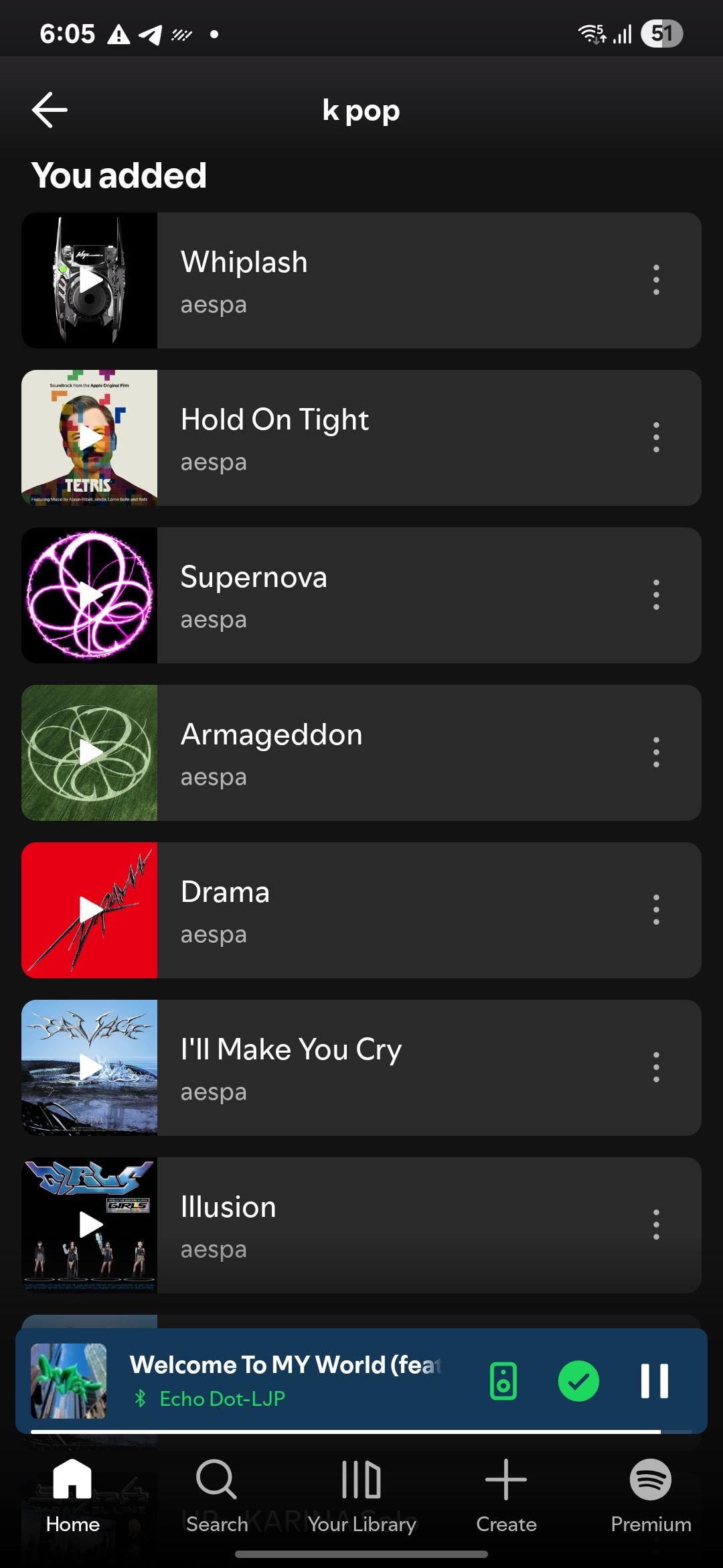 Share your first 7 aespa songs in your playlist