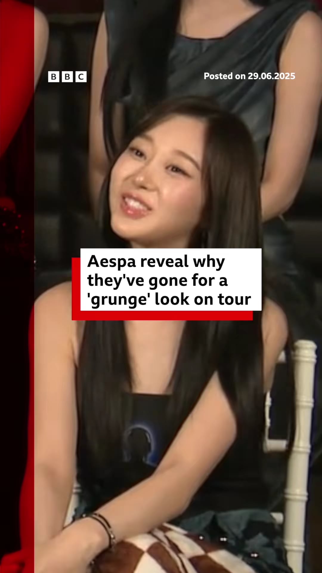 250629 BBC News TikTok Update with aespa - aespa have explained why you'll see them in darker colours on tour this year