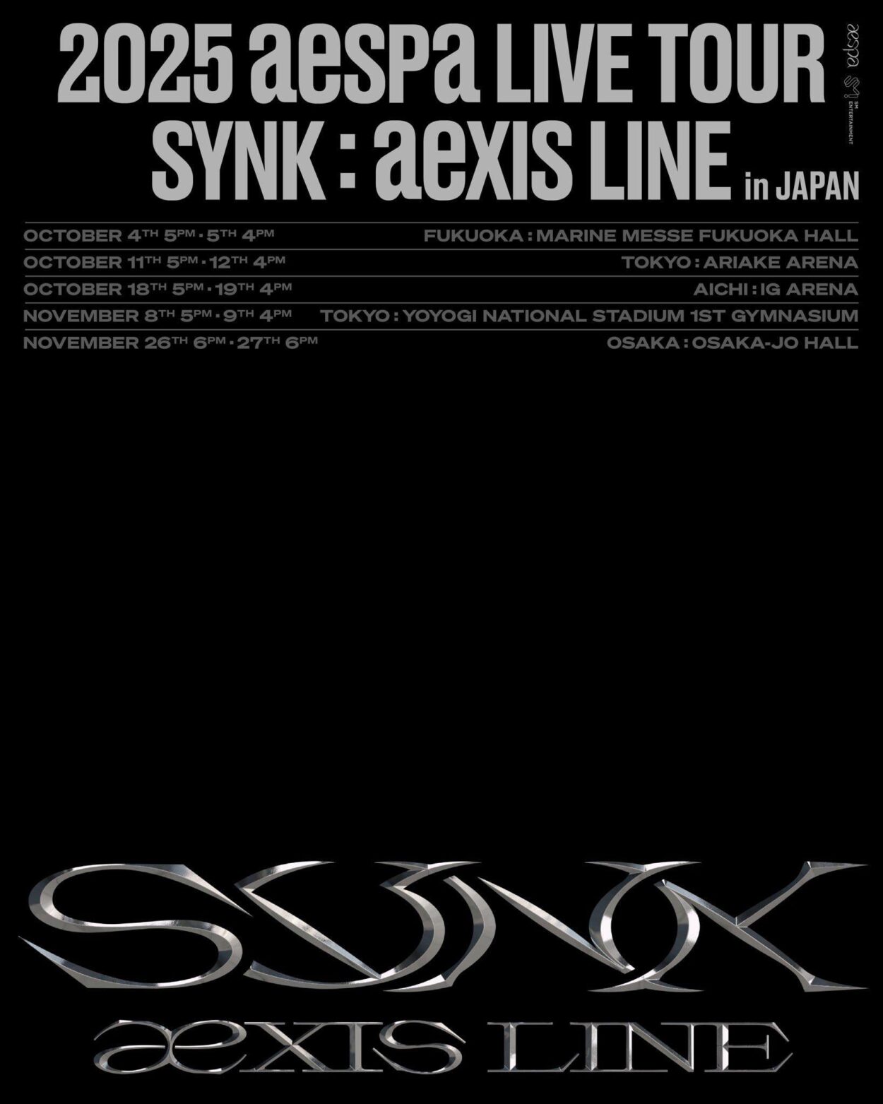 2025 aespa LIVE TOUR - SYNK : aeXIS LINE in JAPAN (Announcement Poster)