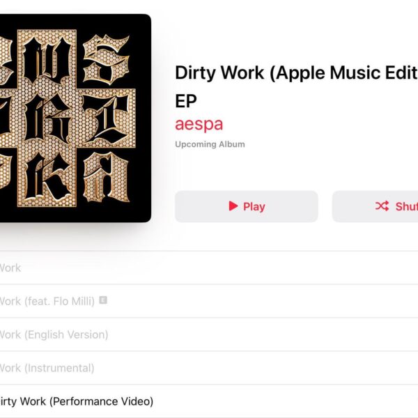 250609 The Apple Music Edition of aespa's 'Dirty Work' will include a Korean & English Ver. and a feature with Flo Milli