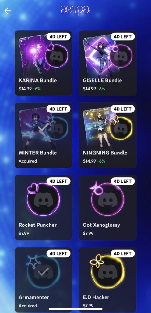 aespa discord profile decorations collab leaving soon