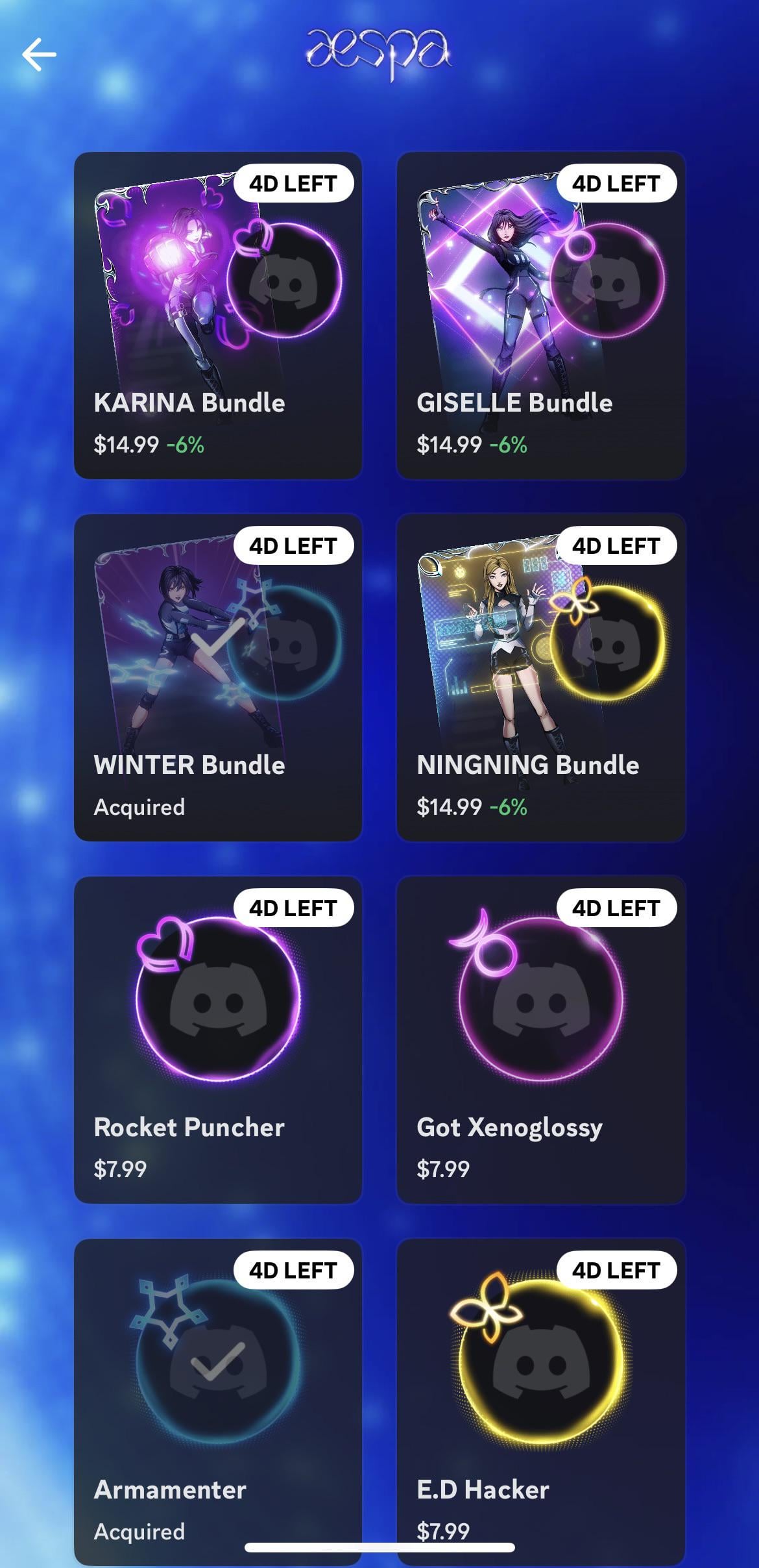 aespa discord profile decorations collab leaving soon