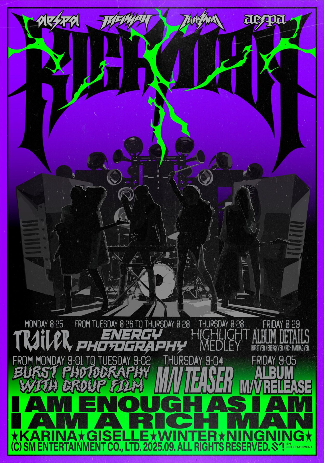 250805 aespa - The 6th Mini Album: Rich Man (Schedule Poster)