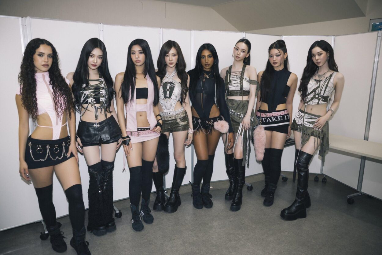 250821 KATSEYE Twitter Update with aespa - give 'em whiplash @aespa_official