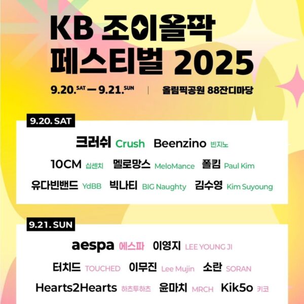 250808 aespa announced as part of the lineup for 'KB JOYOLPARK Festival 2025' on September 21st
