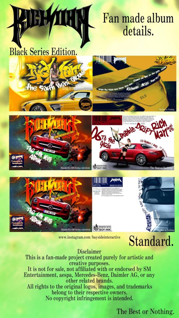 I just made an aespa Richman album Hybrid from a car brochure