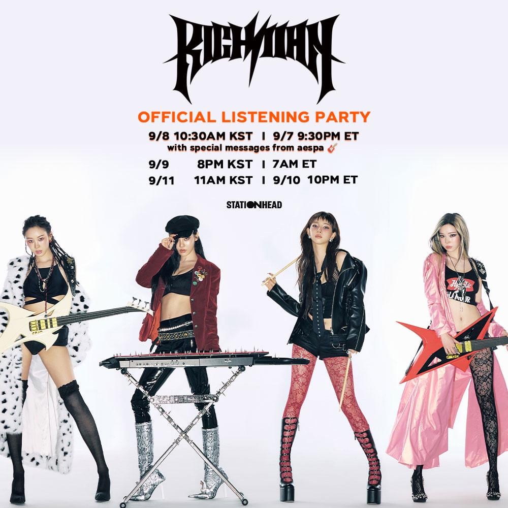 250907 aespa - The 6th Mini Album: Rich Man (Stationhead Listening Party Schedule)
