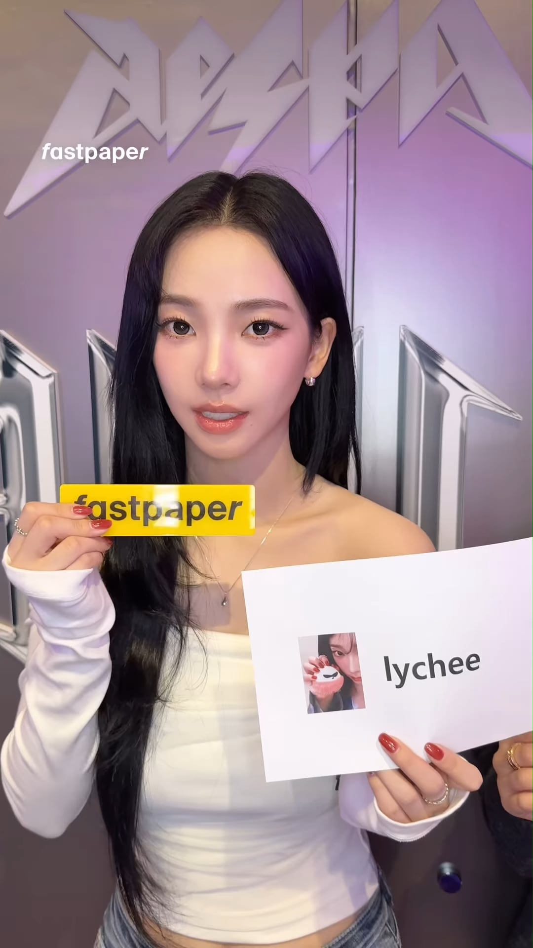 250905 fastpaper Instagram Update with aespa - So, after a compromise... ⚡️ We came to an agreement with aespa, whom we met at 'Spotify MY VAULT' Lychee? Lich? Reach? Rich~? What did aespa choose?