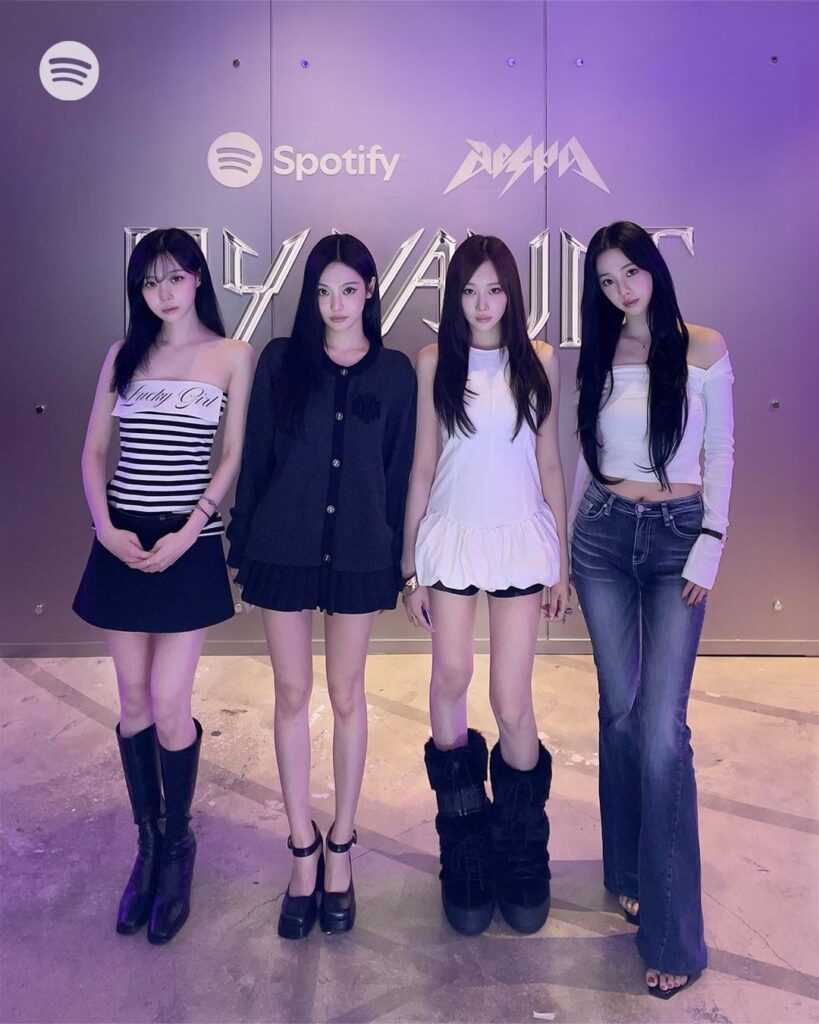 250905 SpotifyKR Instagram Update with aespa - 🔓 Finally Unlocked 🔓 aespa in MY VAULT. I am a Rich Man 😎 See you all at MY VAULT!