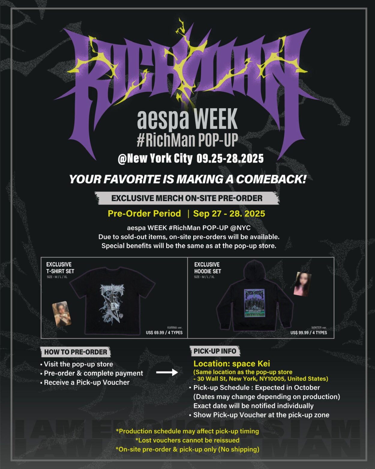 250927 aespa - The 6th Mini Album 'Rich Man' POP-UP @ New York City (Exclusive Merch On-site Pre-order]