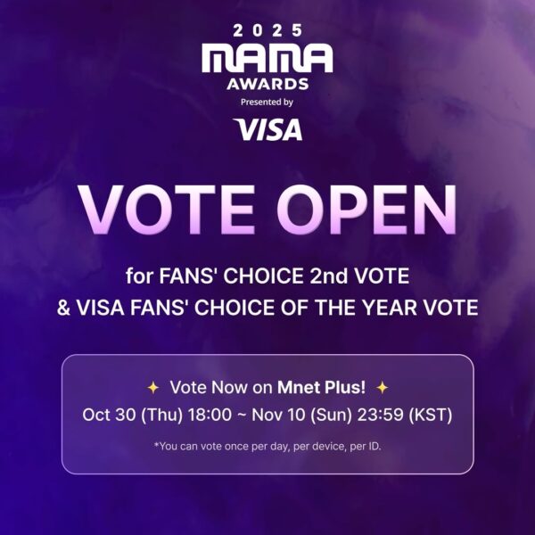 251030 aespa - Voting Opens for the 2nd Round of 'Fans' Choice Female' & 'VISA Fans' Choice of the Year' @ 2025 MAMA AWARDS (Voting Guide)