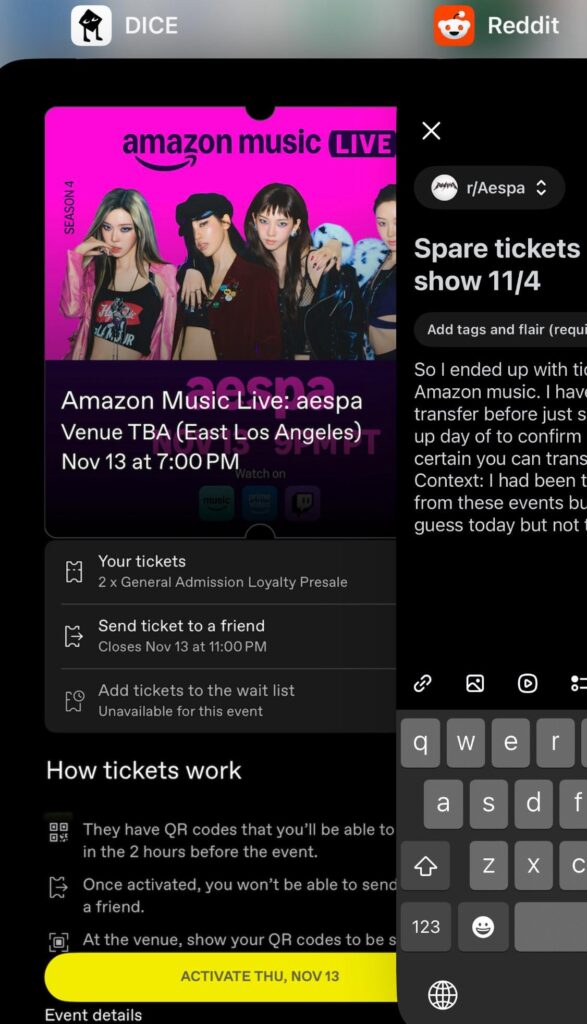 Spare tickets to the amazon show?