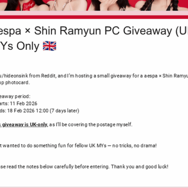 UK Only Giveaway – aespa × Shin Ramyun Group Photocard