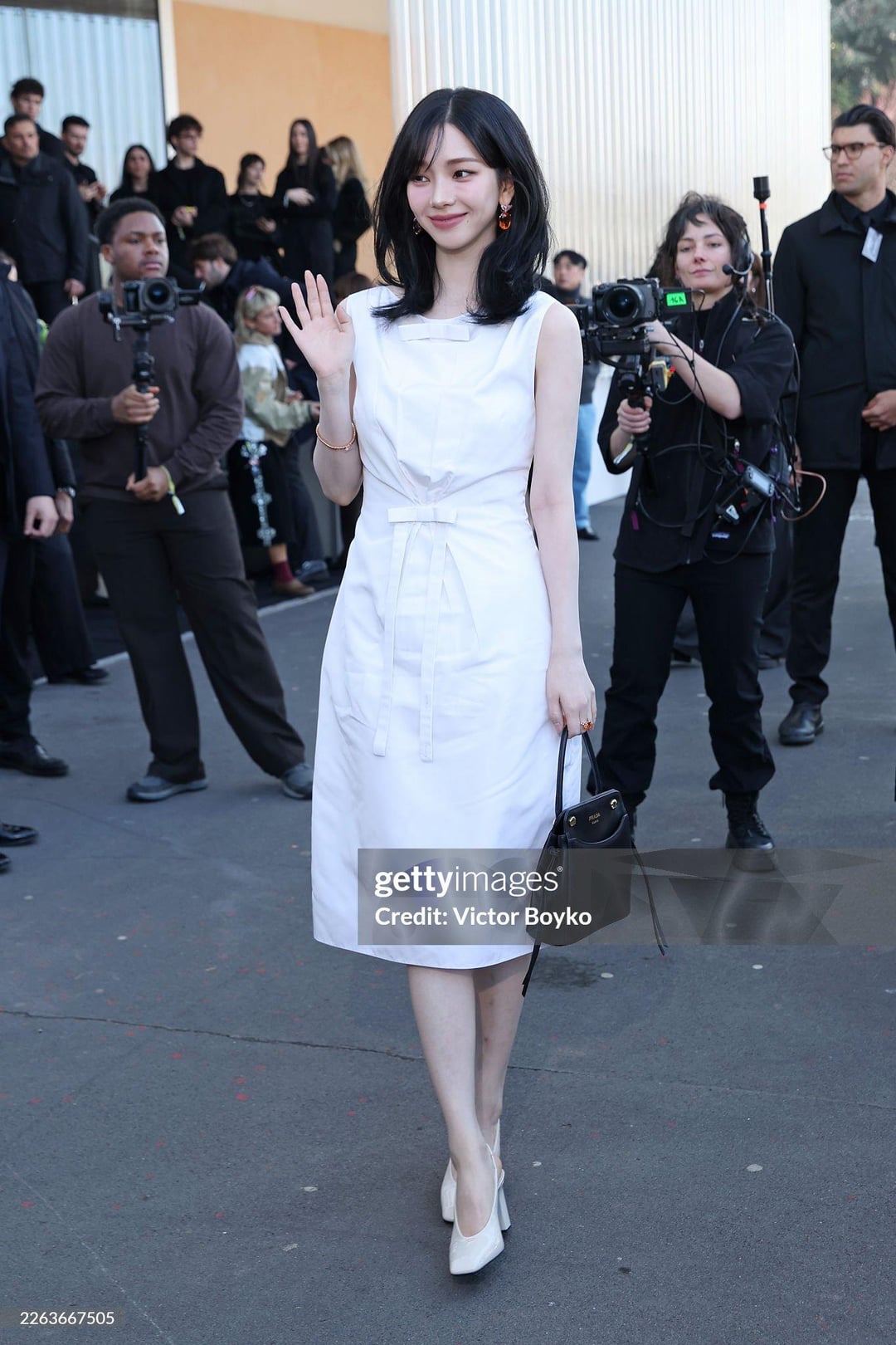 260226 Karina arrives at PRADA FW26 Womenswear Show, Milan Fashion Week (Getty Images)
