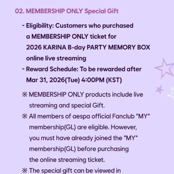 260312 Karina - 2026 Karina B-Day Party: MEMORY BOX (Online Streaming Notice)