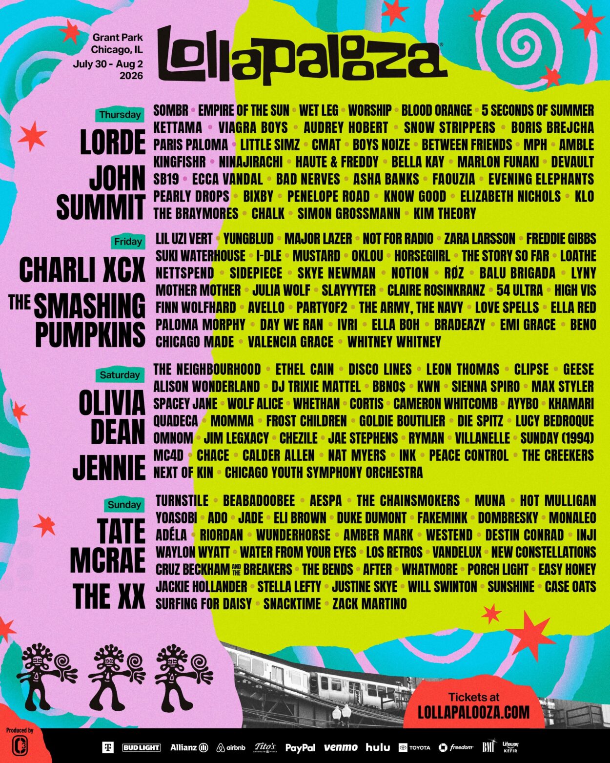 260320 aespa will be performing on Sunday, August 2nd at Lollapalooza Chicago 2026