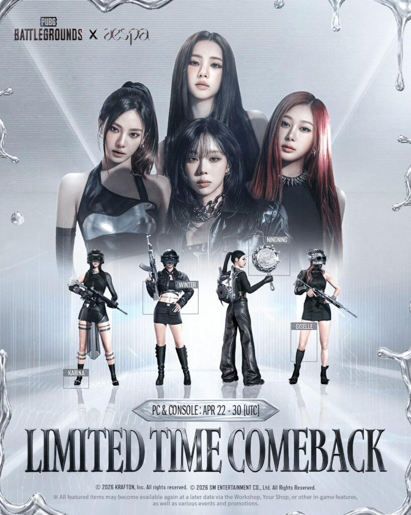 260419 aespa - PUBG: BATTLEGROUNDS (Limited Time Comeback Announcement Poster