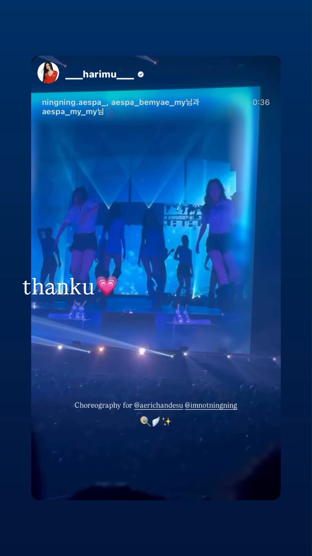 260413 Giselle Instagram Story Update with Harimu 'LOLLIPOP' Choreographer