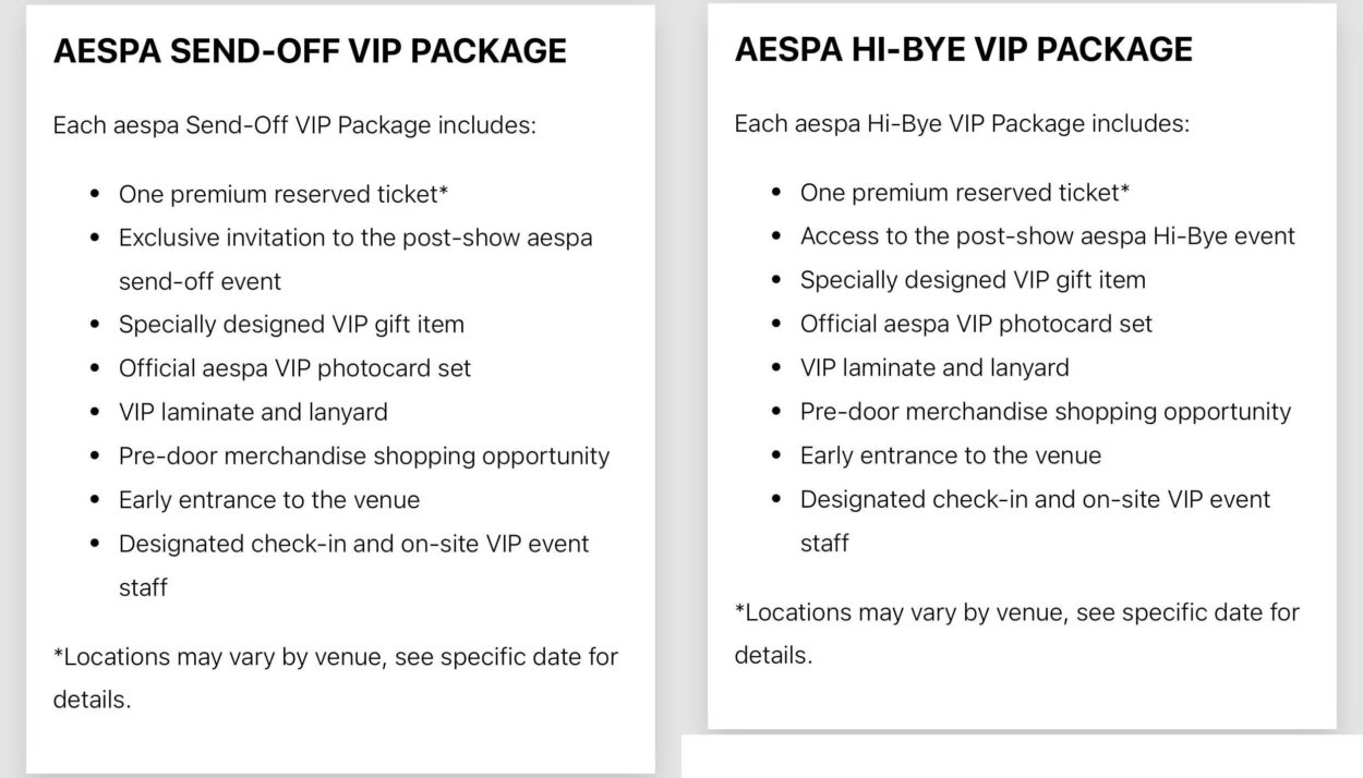 260428 2026-27 aespa LIVE TOUR – SYNK : COMPLæXITY - North America VIP Information