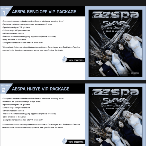 260501 aespa - 2026-27 SYNK : COMPLæXITY TOUR in EUROPE (VIP Packages Info)