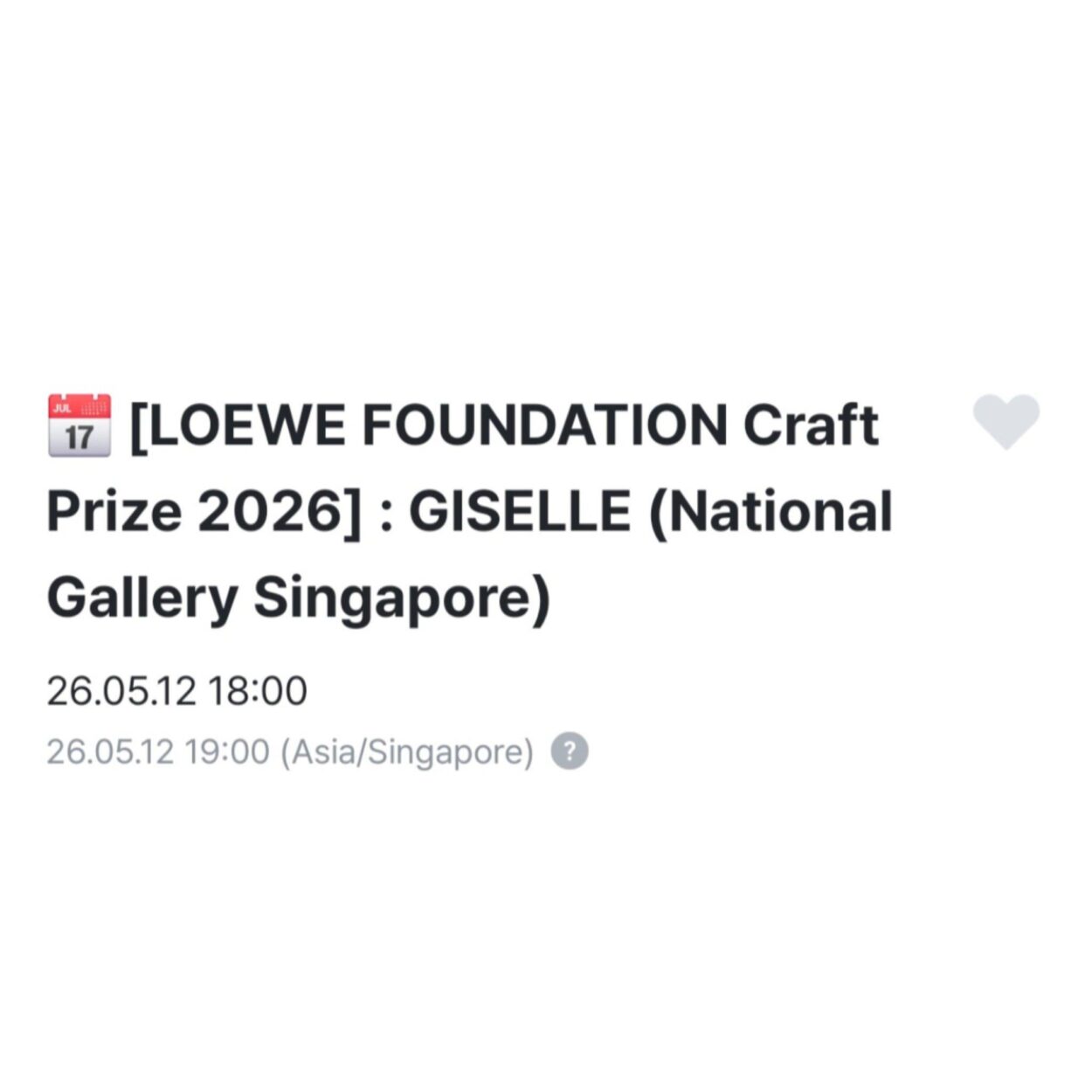 260512 Giselle to attend LOEWE FOUNDATION Craft Prize 2026 at National Gallery Singapore, today May 12th