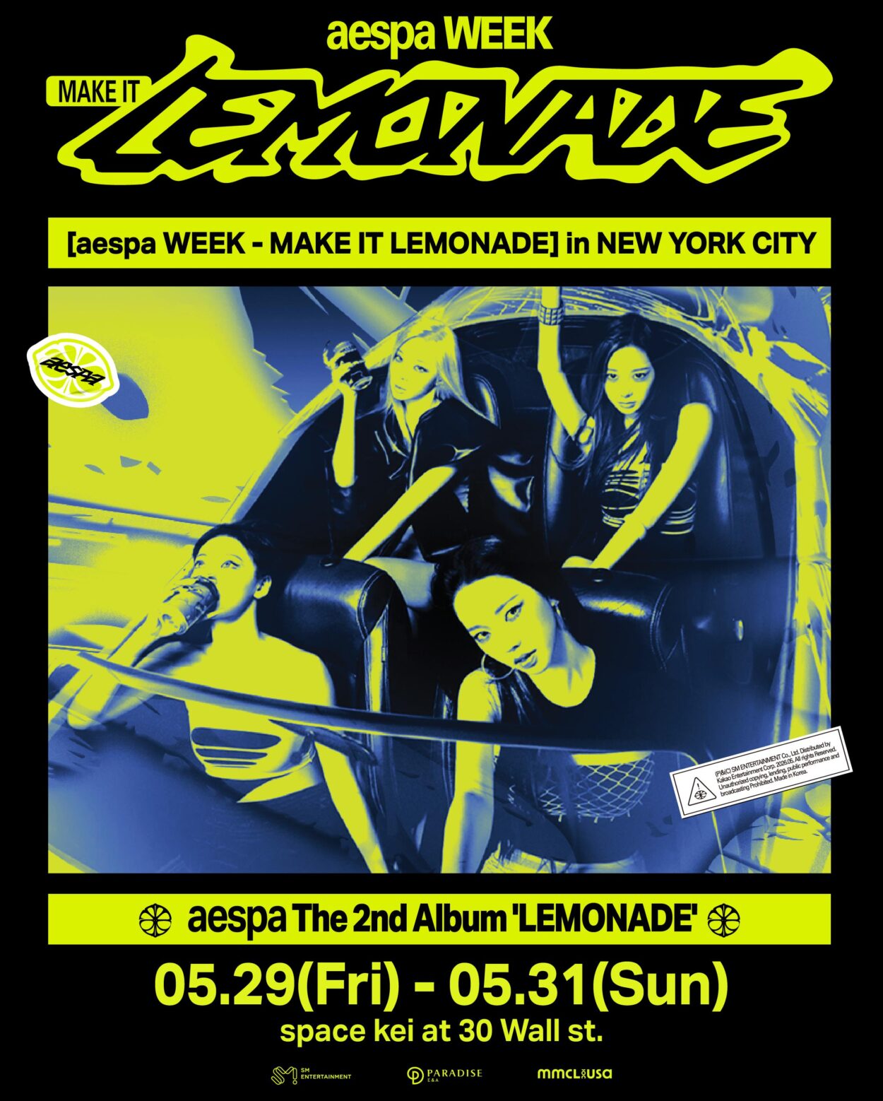 260521 aespa - The 2nd Album 'LEMONADE' Pop-Up in NYC (Announcement Poster)