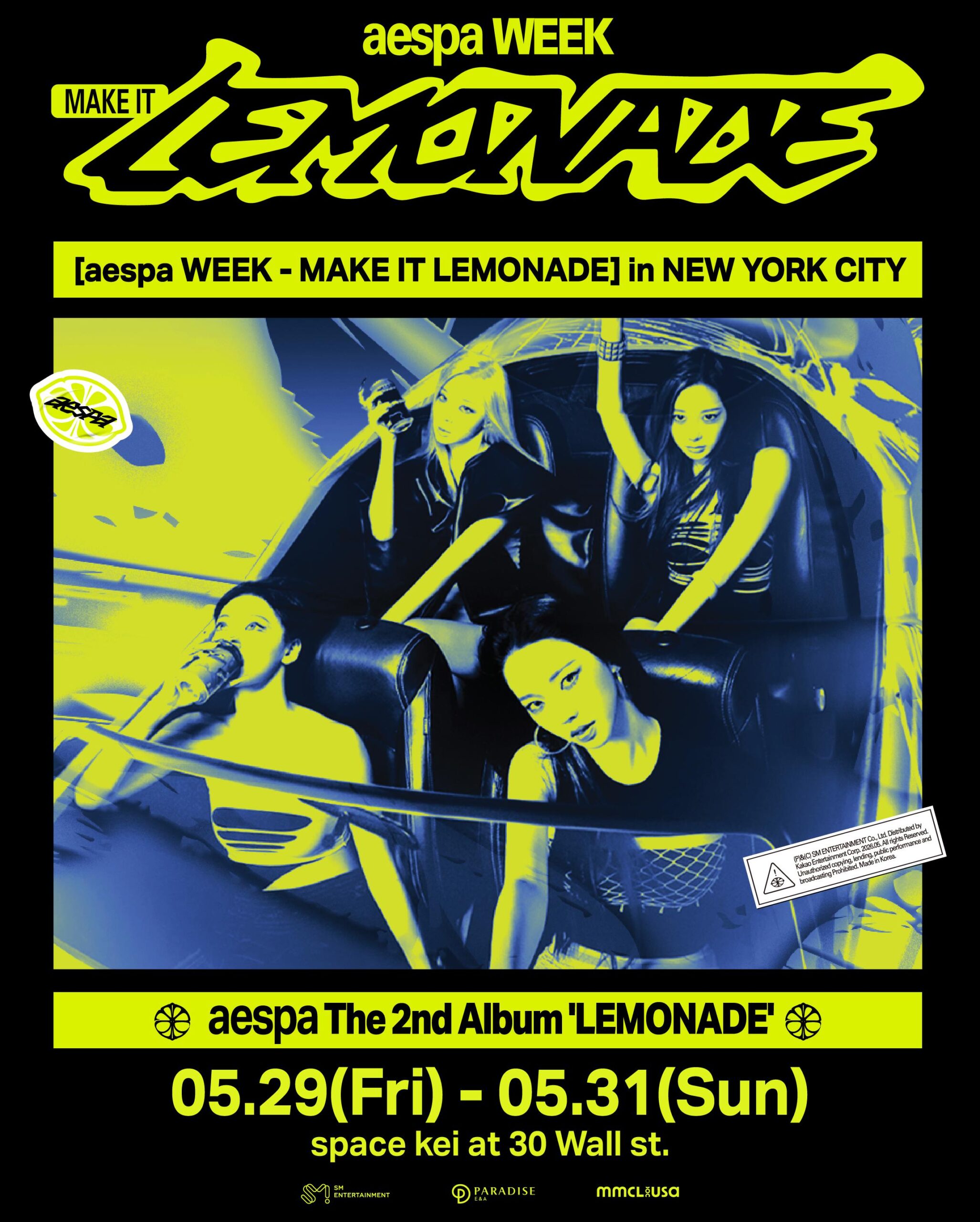 260521 aespa - The 2nd Album 'LEMONADE' Pop-Up in NYC (Announcement Poster)