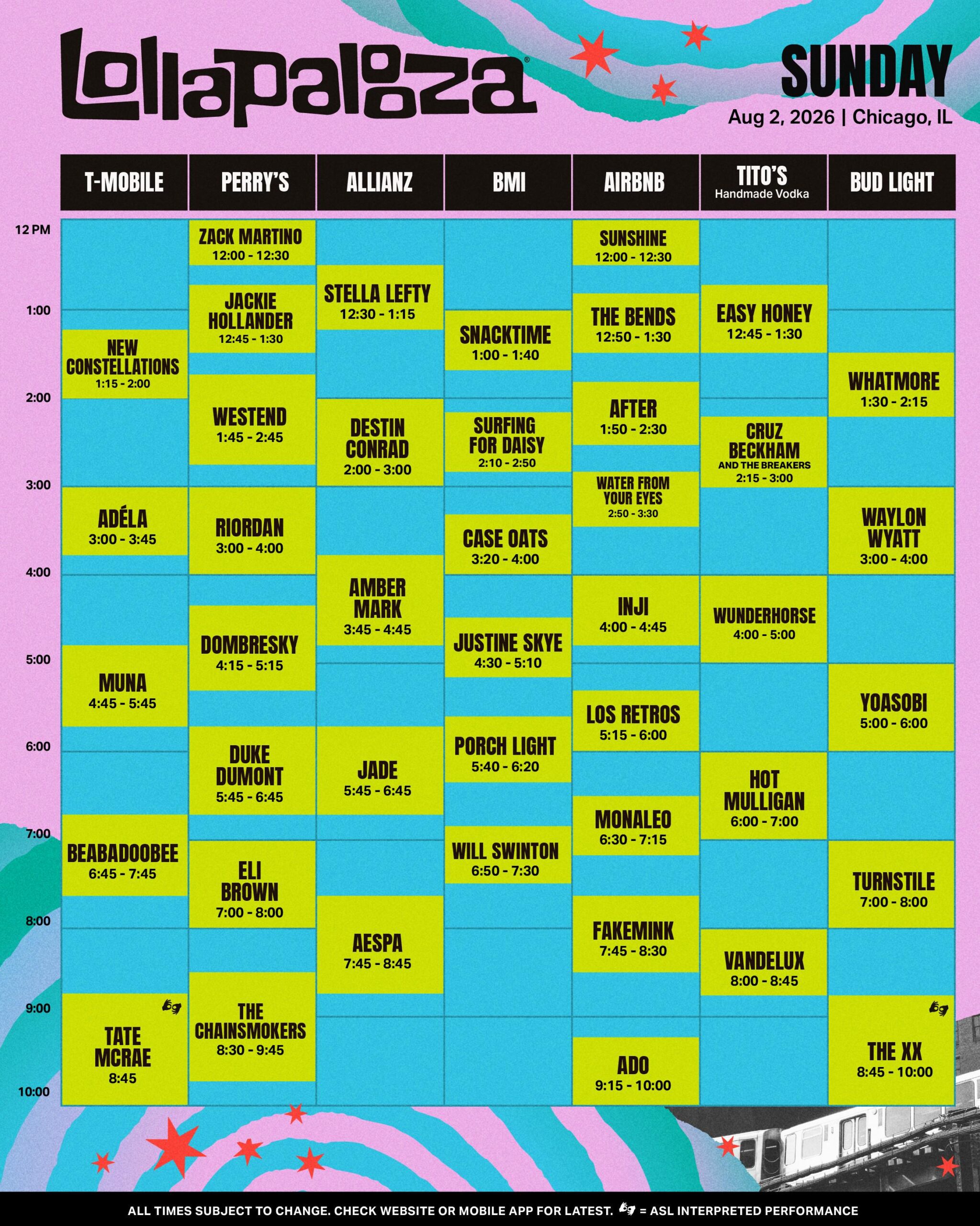260513 aespa - Lollapalooza Chicago 2026 (Timetable)