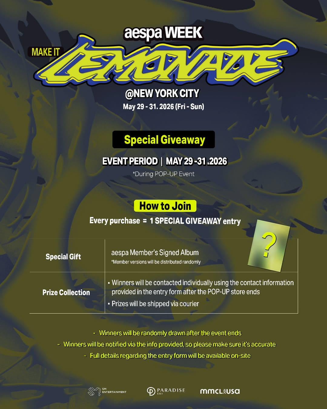 260526 aespa - The 2nd Album 'LEMONADE' Pop-Up in NYC (Signed Album Special Giveaway)