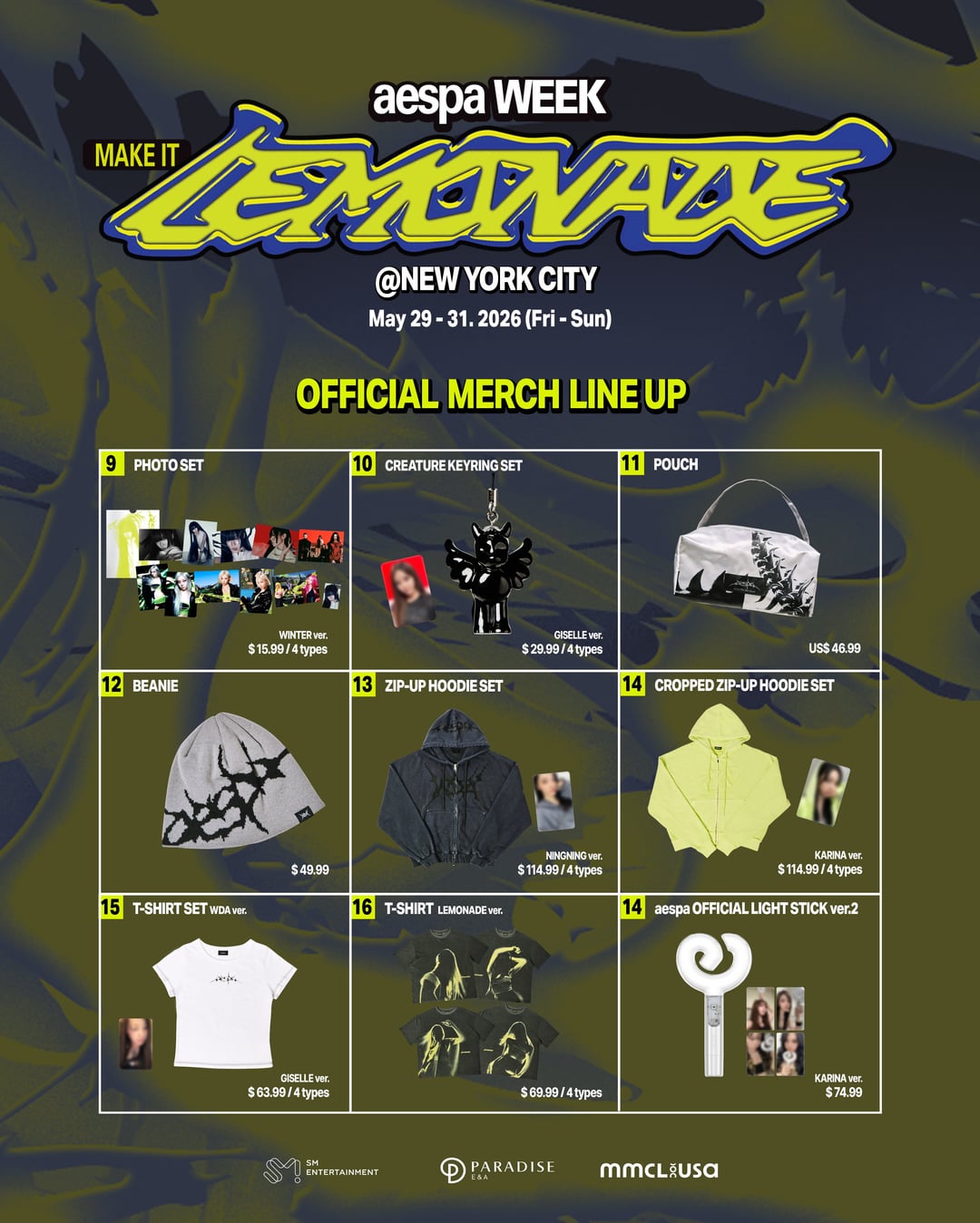 260524 aespa - The 2nd Album 'LEMONADE' Pop-Up in NYC (Merch Line-Up + NYC Exclusive Merch + Purchase Benefit)