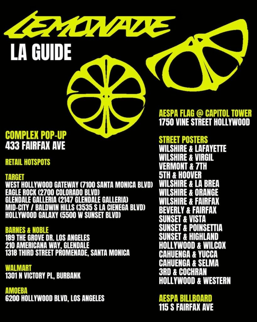 260530 aespa - The 2nd Album: LEMONADE (LA Guide)