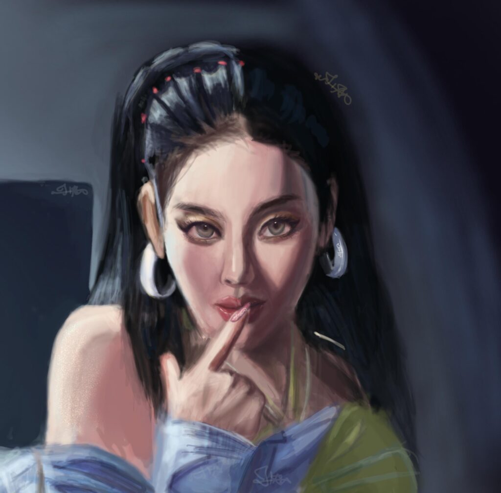 260616 I drew Ningning the maknae clocking a chile in Lemonade mv