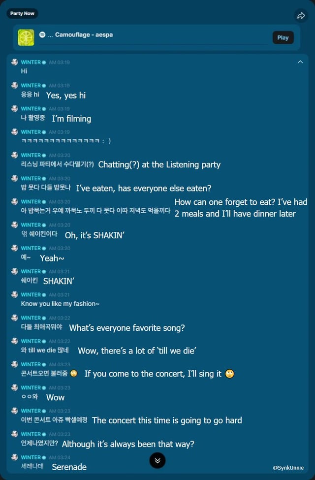 260603 aespa's comments at 'LEMONADE' Weverse Listening Party (Updated & Complete Translation)